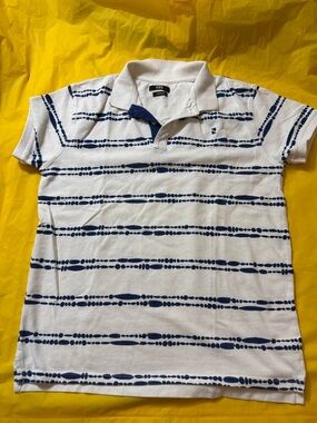 One life White Polo Shirt with Navy Pattern for men size M